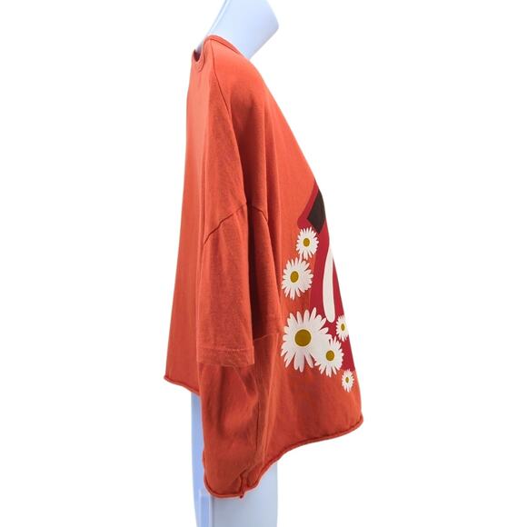 The Rolling Stones Shirt Womens Large Cropped Graphic Rock Festival Retro Orange - Picture 9 of 9
